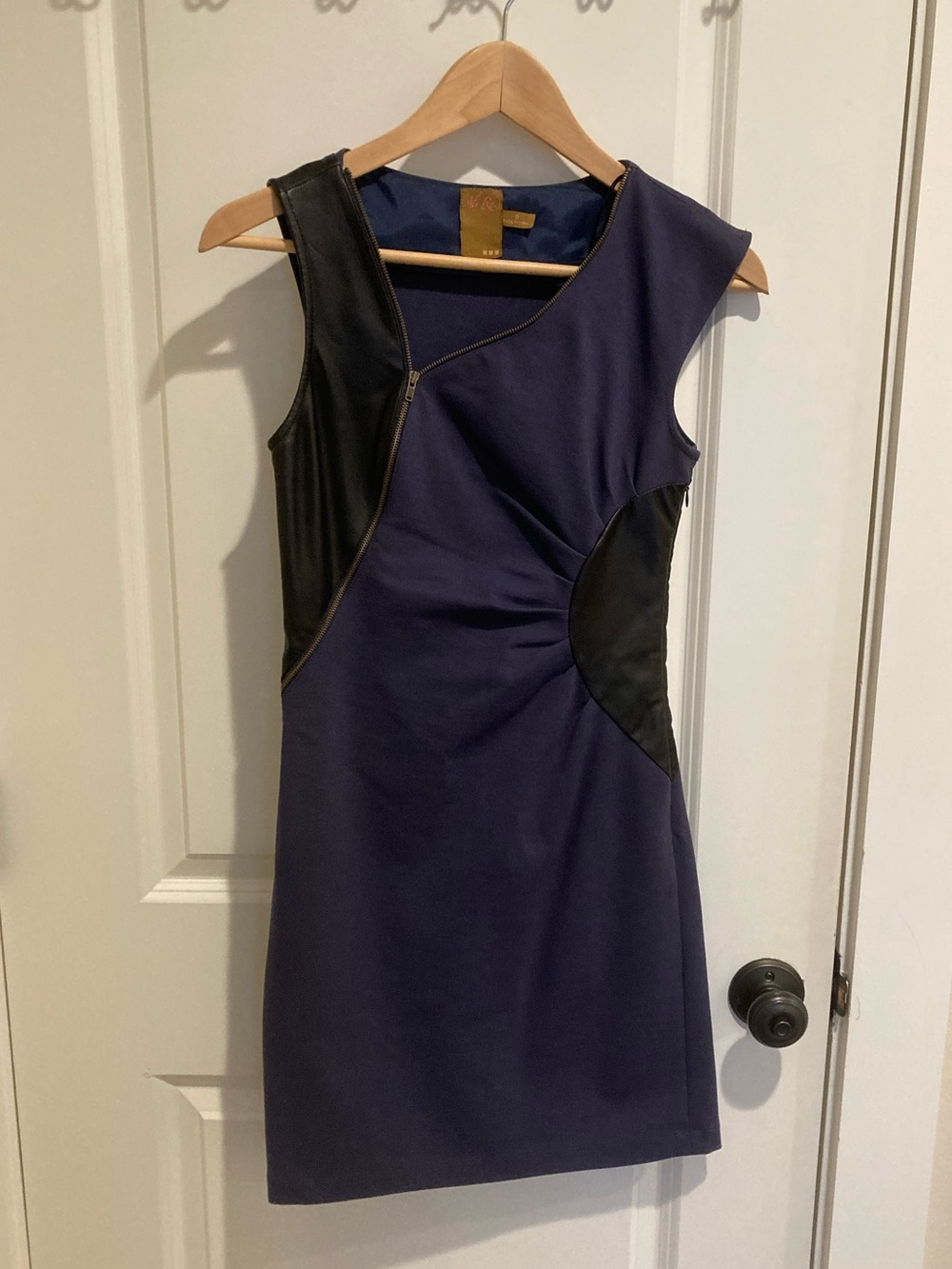 Ali Ra dark blue and leather mini dress - size 0